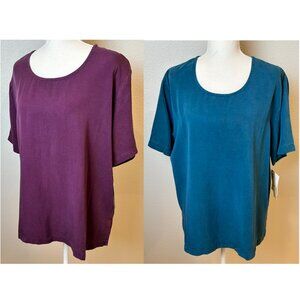 NWT - Lot of 2 - By JJ soft Tencel short-sleeve tops Size Medium Boxy Lagenlook